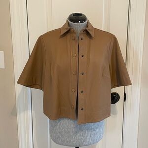 Pearl by Lela Rose Leather Button-Up Shirt/Jacket/Cape